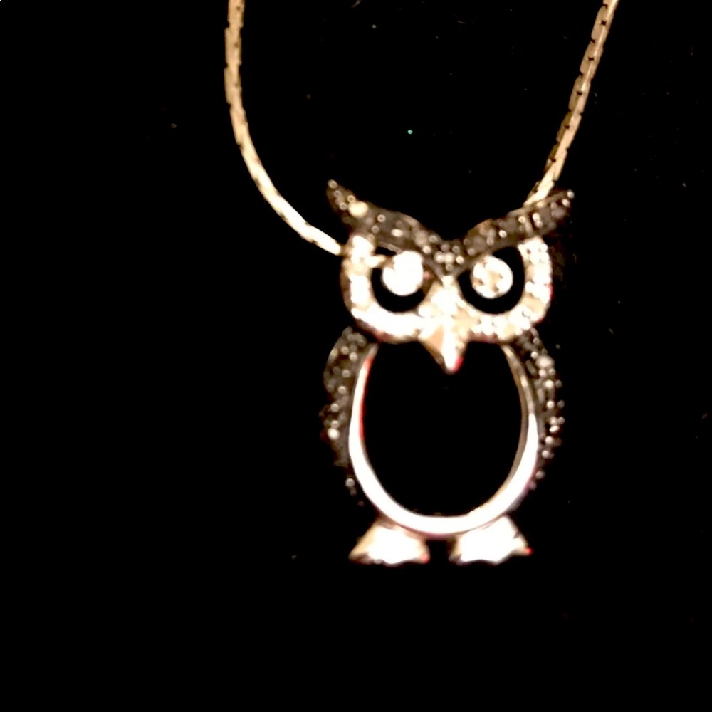 Genuine Diamond/Sterling Silver Owl Necklace🦉